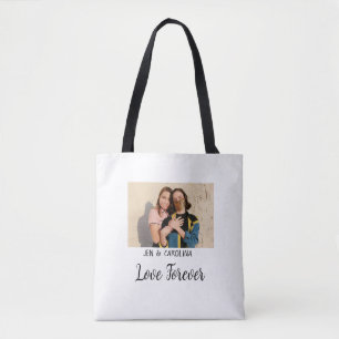 Love Forever LGbtq paar trots voeg foto naam sim Tote Bag