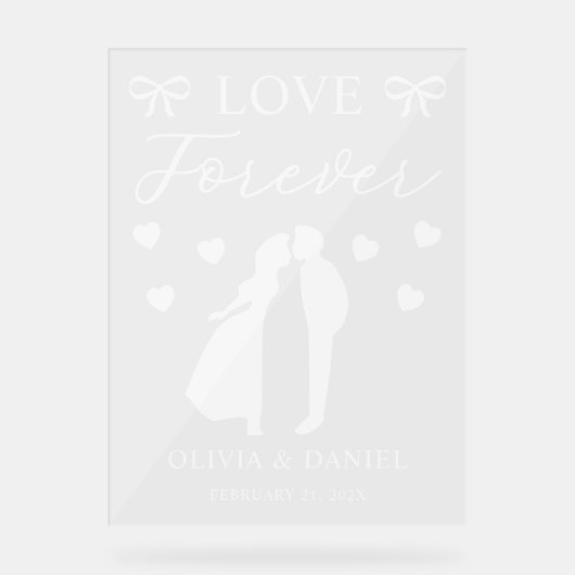 Love & Forever Personalized Wedding Acryl Bord (Voorkant)