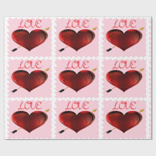 Love Forever Stamp Wrapping Paper Cadeaupapier