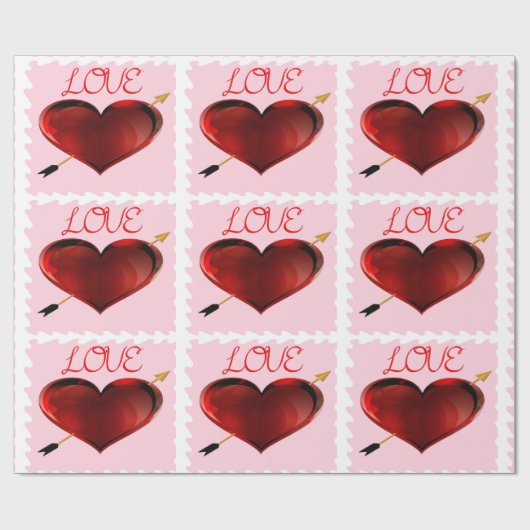 Love Forever Stamp Wrapping Paper Cadeaupapier (Vlak)