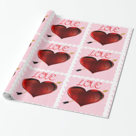 Love Forever Stamp Wrapping Paper Cadeaupapier
