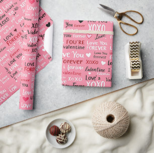 Love Forever - Valentijnsdag Typografie Pattern Cadeaupapier