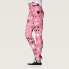 Love Forever - Valentijnsdag Typografie Pattern Leggings