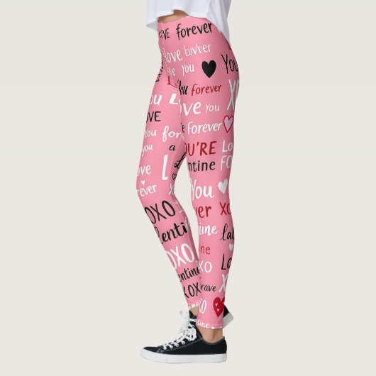 Love Forever - Valentijnsdag Typografie Pattern Leggings (Links)