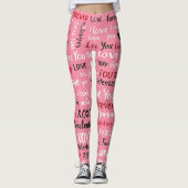Love Forever - Valentijnsdag Typografie Pattern Leggings (Voorkant)