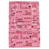 Love Forever - Valentijnsdag Typografie Pattern Medium Cadeauzakje (Voorkant)