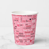 Love Forever - Valentijnsdag Typografie Pattern Papieren Bekers (Achterkant)