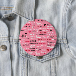 Love Forever - Valentijnsdag Typografie Pattern Ronde Button 4,0 Cm