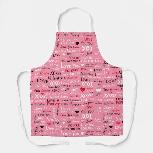Love Forever - Valentijnsdag Typografie Pattern Schort (Voorkant)