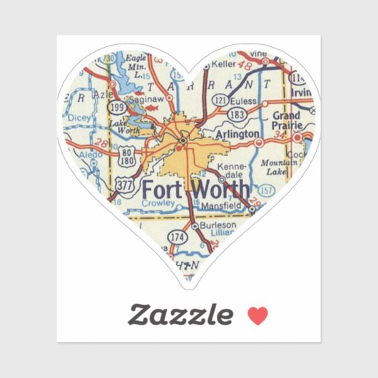 Love Fort Worth kaart Sticker (Vel)