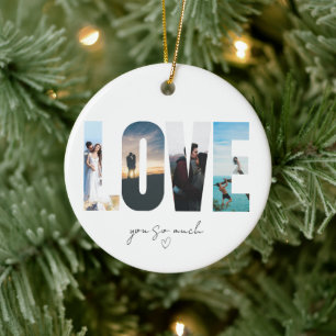 LOVE Foto Collage Kerstmis Keramisch Ornament