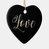 *~* LOVE FOTO Gold Glitter Heart Ornament (Rechts)