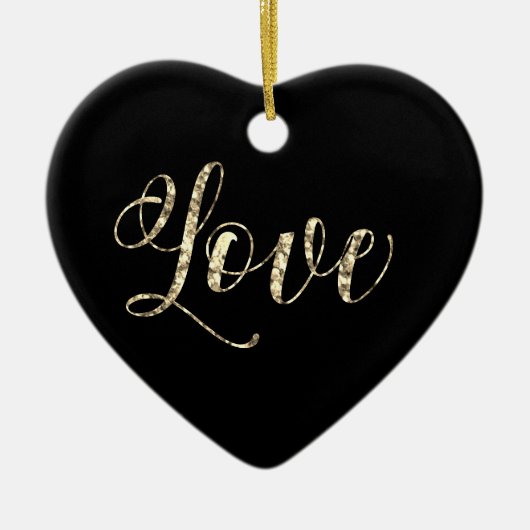 *~* LOVE FOTO Gold Glitter Heart Ornament (Voorkant)