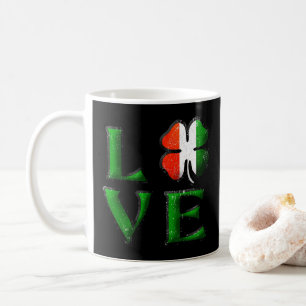 Love Four Leaf Clover Irish Flag St. Patrick's Koffiemok