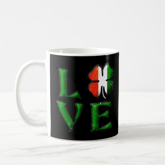 Love Four Leaf Clover Irish Flag St. Patrick's Koffiemok (Links)