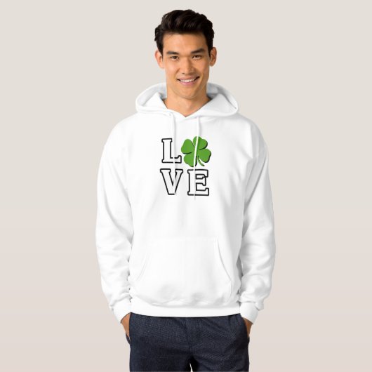 Love Four Leaf Clover Saint Patrick's Day Hoodie (Voorkant volledig)