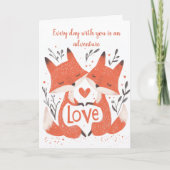 Love Foxes en Big Heart Valentijnsdag Kaart (Voorkant)