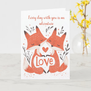 Love Foxes en Big Heart Valentijnsdag Kaart