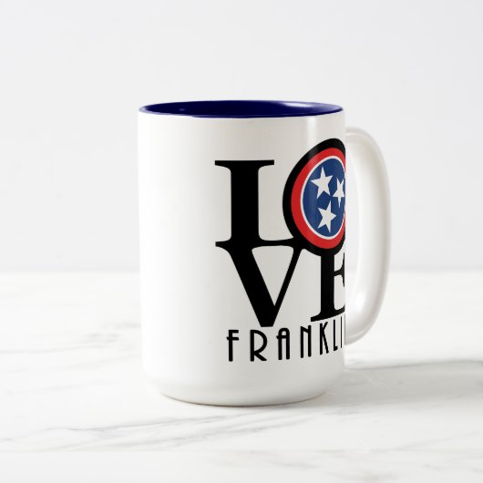 LOVE Franklin Tennessee 15oz Tweekleurige Koffiemok (Voorkant rechts)