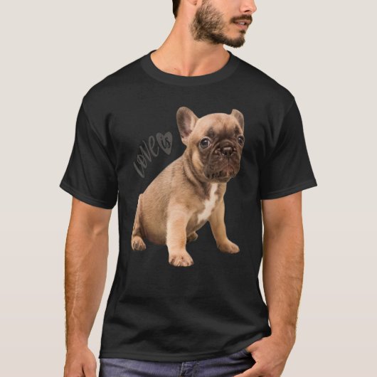 Love French Bulldog Frenchie mama Dad Dog Puppy Pe T-shirt (Voorkant)