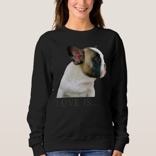 Love French Bulldog Frenchie mama Dad Dog Puppy Pe Trui (Voorkant)