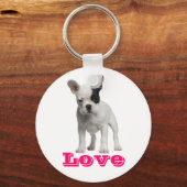Love French Bulldog Puppy Dog Sleutelhanger (Voorkant)