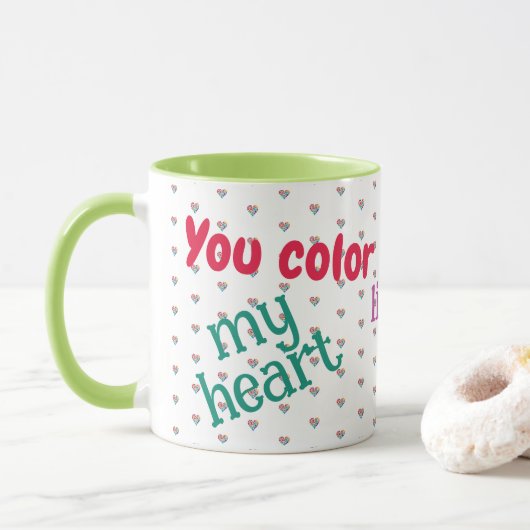 Love, Friendship, Rainbow Hearts, Colorful Mug Mok (Met donut)