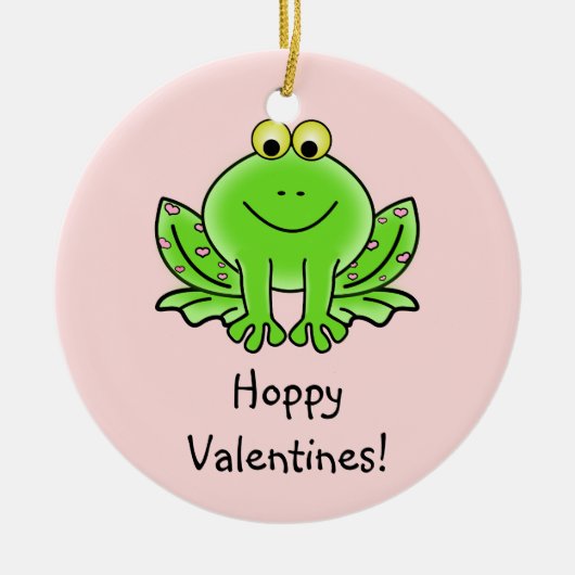Love Frog Funny Greeting: Hoppy Valentijnsdag Keramisch Ornament (Voorkant)
