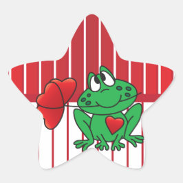 Love Frog op rode en witte strepen Ster Sticker