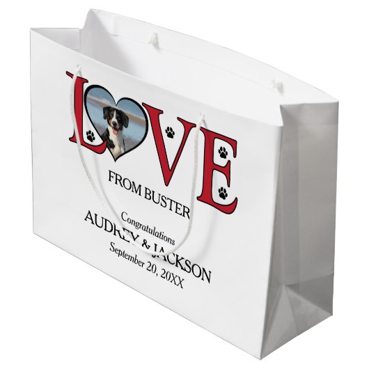 Love From Your Dog Wedding Gift Bag Groot Cadeauzakje (Achterkant Gekanteld)