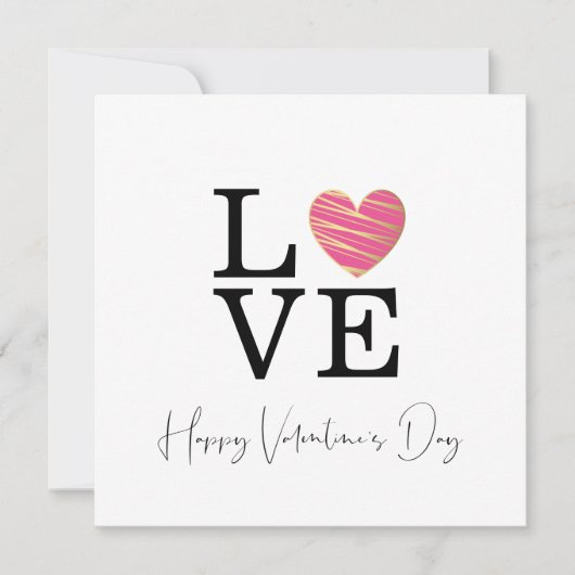 Love Fuchsia Heart Happy Valentine's Day Script (Voorkant)