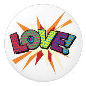 LOVE Fun Cool Retro Comic Book Pop Art Keramische Knop (Voorkant)