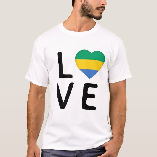 Love - Gabon Flag T-shirt (Voorkant)