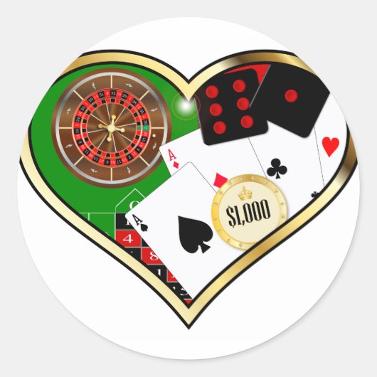 Love Gambling Ronde Sticker (Voorkant)