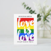 Love Gay Pride Flag Save the Date Aankondigingskaart (Staand voorkant)