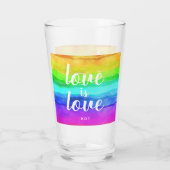 Love Gay Pride Monogram Rainbow Waterverf Glas (Achterkant)