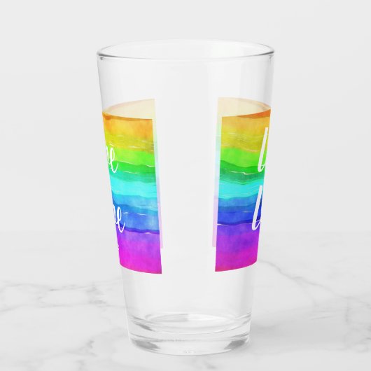 Love Gay Pride Monogram Rainbow Waterverf Glas (Links)