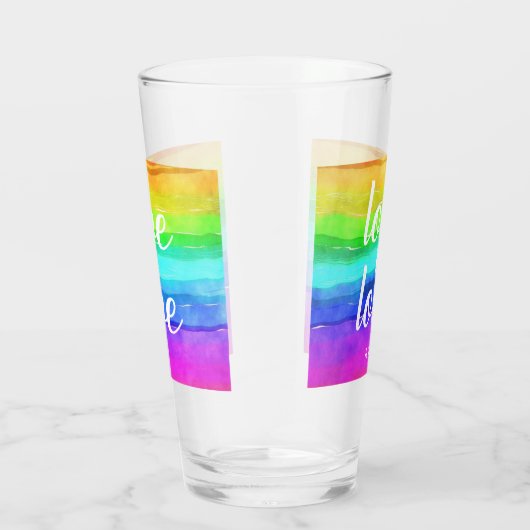 Love Gay Pride Monogram Rainbow Waterverf Glas (Rechts)
