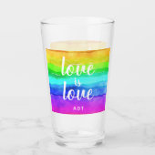 Love Gay Pride Monogram Rainbow Waterverf Glas (Voorkant)
