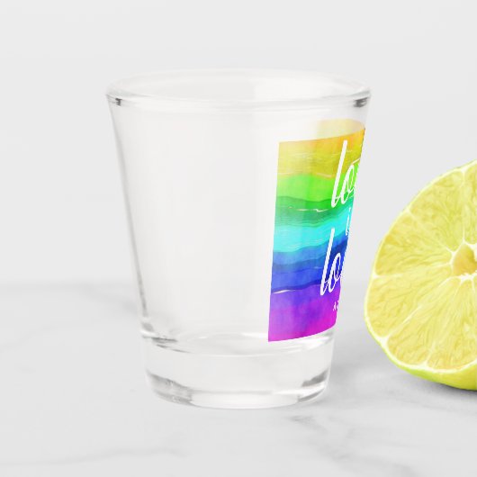 Love Gay Pride Monogram Rainbow Waterverf Shot Glas (Links)