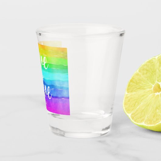 Love Gay Pride Monogram Rainbow Waterverf Shot Glas (Rechts)