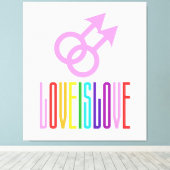 Love Gay Relatie LGBT Rainbow Colors Canvas Afdruk (Insitu (Houten vloer))