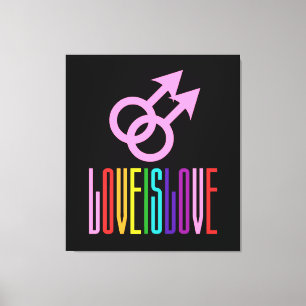 Love Gay Relatie LGBT Rainbow Colors Canvas Afdruk