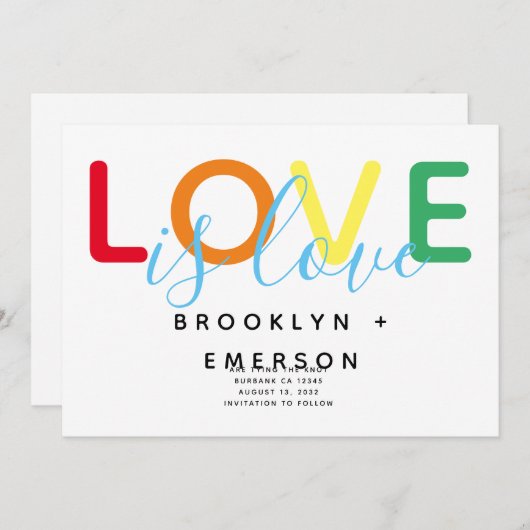 Love Gay Wedding Save The Date (Voorkant / Achterkant)