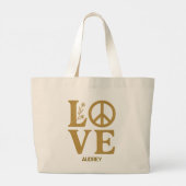 LOVE Geborduurd Uitzicht Aangepaste naam Grote Tote Bag (Achterkant)