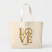LOVE Geborduurd Uitzicht Aangepaste naam Grote Tote Bag (Voorkant)