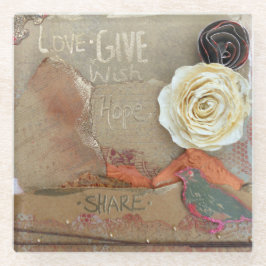 Love Geef Hope Share Gezegde Glazen Onderzetter