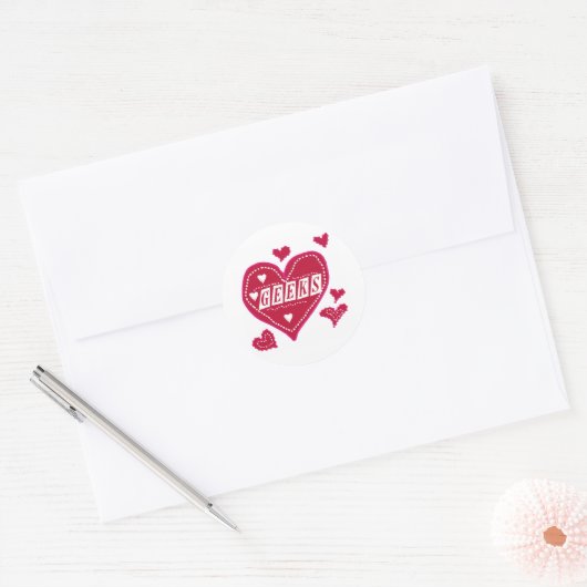 Love GEEKS Ronde Sticker (Envelop)