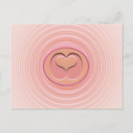 Love Geïnspireerd roze Peach Spirals 3D Heart Cent Briefkaart (Voorkant)