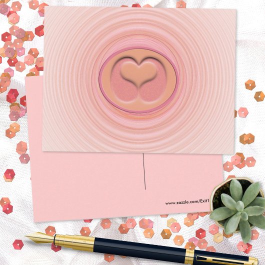 Love Geïnspireerd roze Peach Spirals 3D Heart Cent Briefkaart